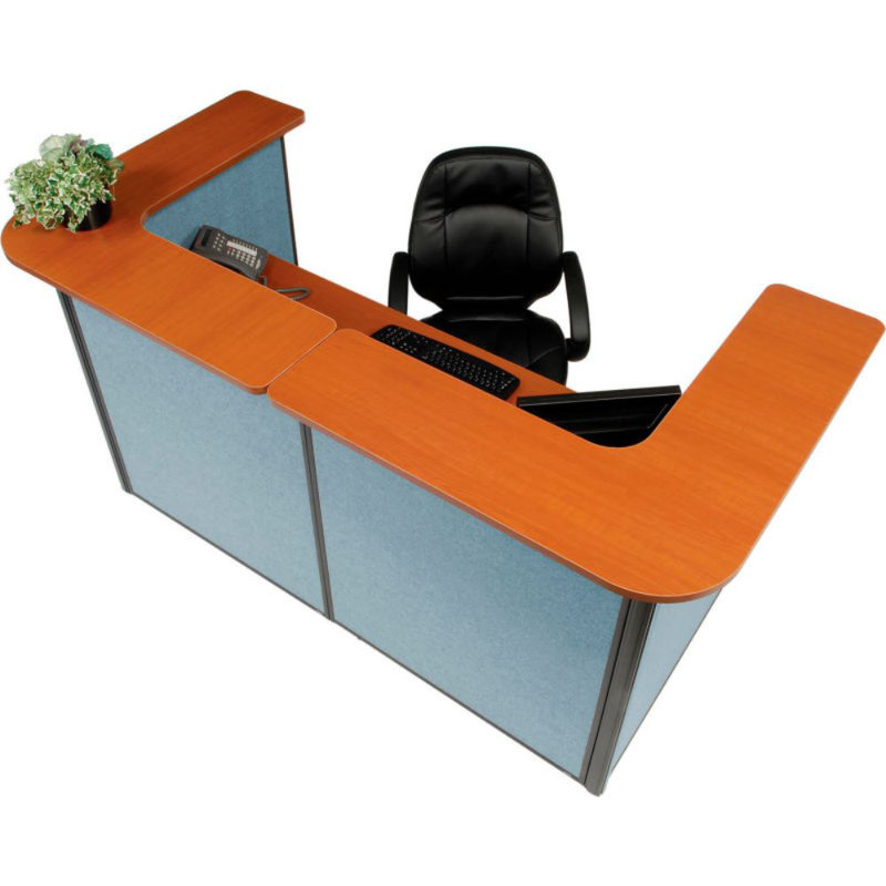 U-Shaped Synthetic Laminate Reception Desk, Blue