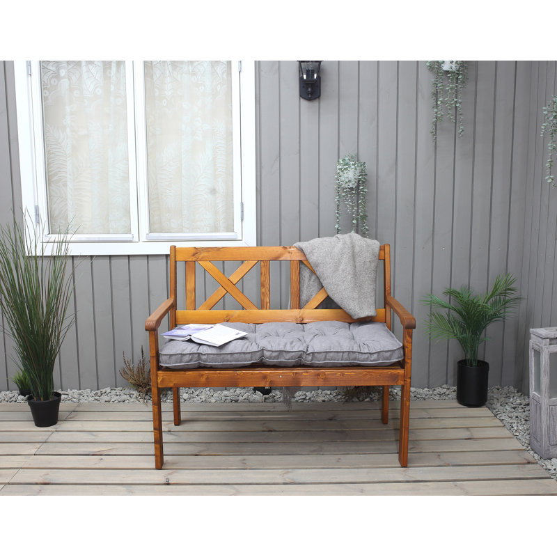 Sharadan Solid Wood Pine Outdoor Bench, Honey, 88cm H x 107cm W x 64cm D