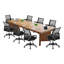 Ensemble de table de conférence moderne en bois massif pour 8 personnes avec chaises de bureau en filet noir