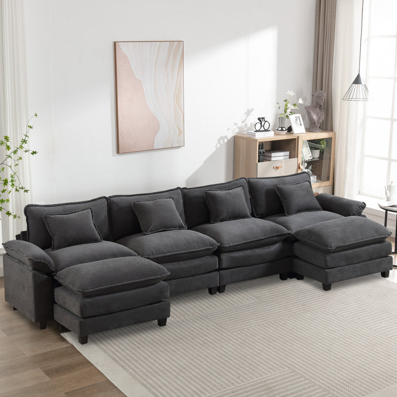 Stronski Upholstered U-Shaped Sectional Reversible, Stronski Gray Velvet