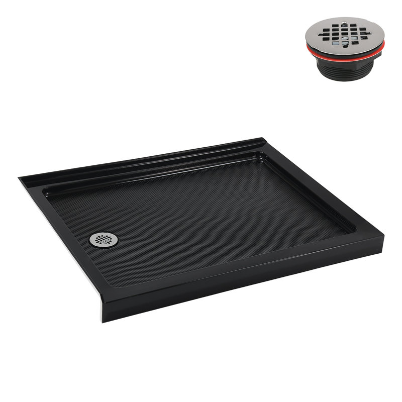 Streamline NT-2162-48BL-LF 48 in. x 36 in. Corner Acrylic Shower Base in Glossy Black with Left Hand Drain, Drain Included