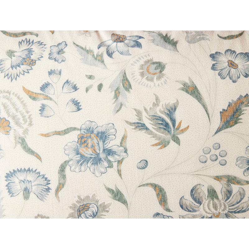 Viola Organic Print Sham, Undyed W/Cerulean, Standard Sham