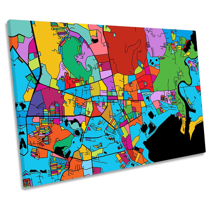 Phuket Thailand City Modern Map - Wrapped Canvas Print, 30.5cm H x 45.7cm W x 2cm D