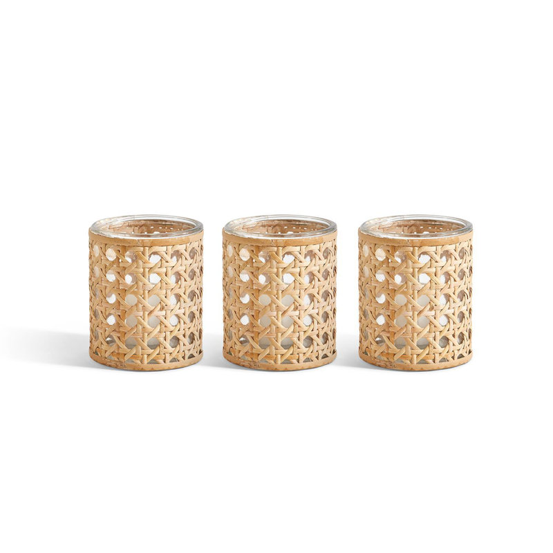 Lumingnon Set Of 3 Cane Webbing Candleholder/Vase