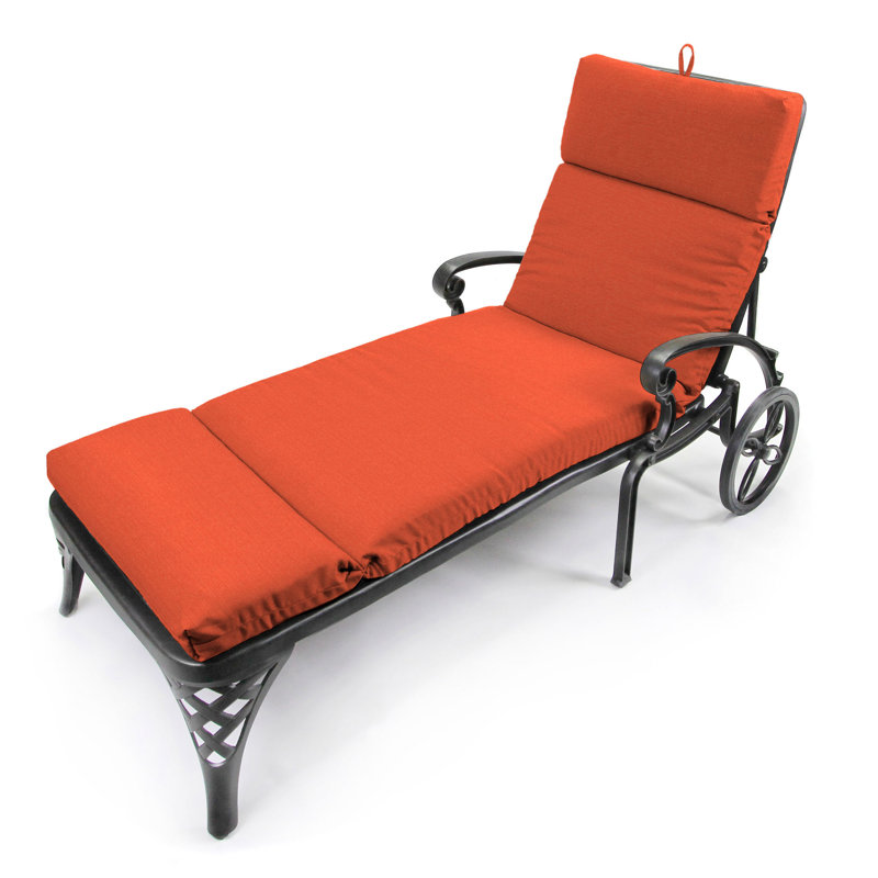 Sunbrella 72" x 22" Outdoor Chaise Lounge Cushion with Ties and Loop, Echo Sangria