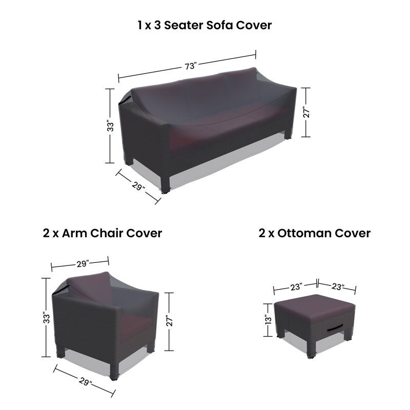 Brezae Wicker Outdoor Conversation Set Group Seating Patio Furniture Covers