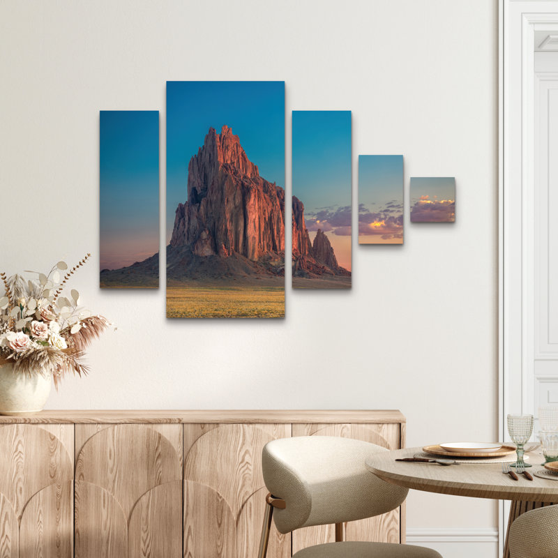 Ensemble de 5 panneaux d'art mural - "Morning Glory On Tse Bit Ai", art mural sur toile pour le salon, la chambre à coucher ou le bureau 