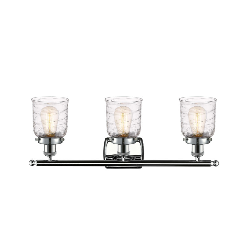 Éclairage pour meuble-lavabo en cuivre antique à 3 lumières Yaneira, Chrome poli, Incandescente