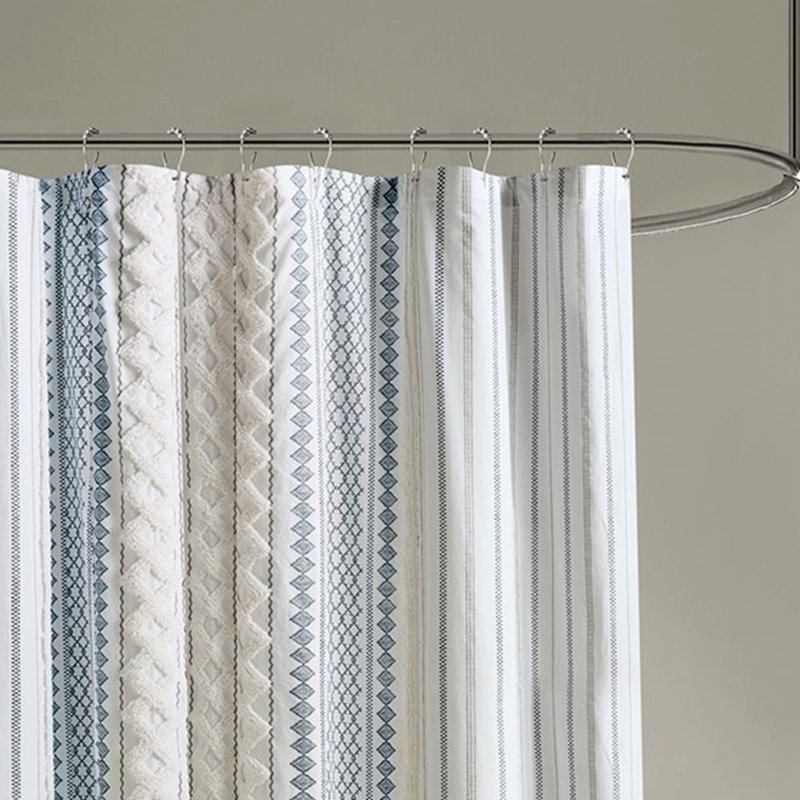 Rideau de douche en coton avec chenille, Multicolor