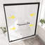 Porte de douche coulissante double à double dérivation, largeur de 55 à 60 po, hauteur de 72 po, noir mat, cadre en aluminium, verre trempé de 6 mm, preuve de nano, installation facile dans la salle de bain, couloir style minimaliste américain, alliage