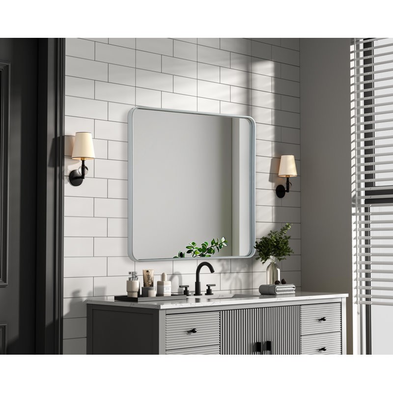 Erath Contour Metal Mirror, Silver, 36" x 36"