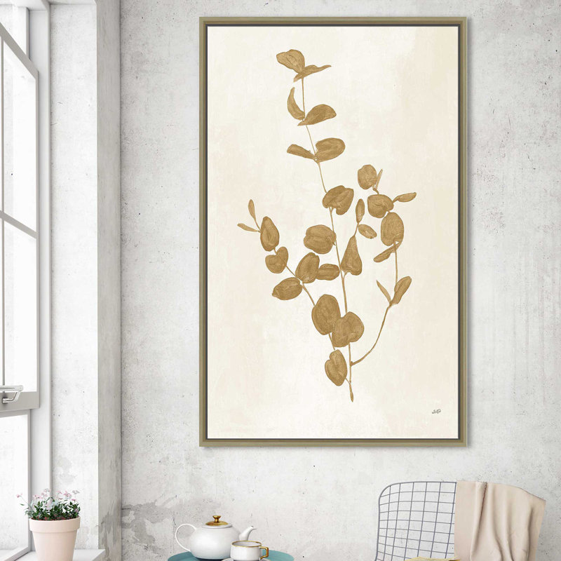 Botanical Study II Gold Crop - peinture, Cadre flottant champagne, H 51,5 po x l 31,5 po x P 2 po