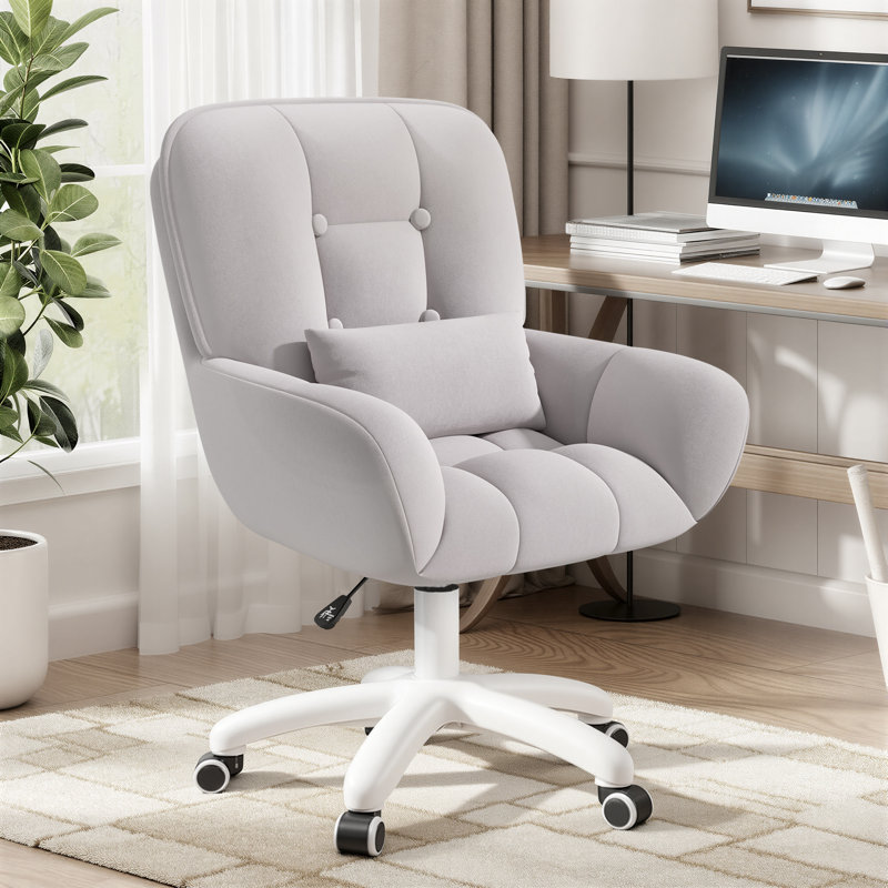Velvet Office Chair, Grey, Black