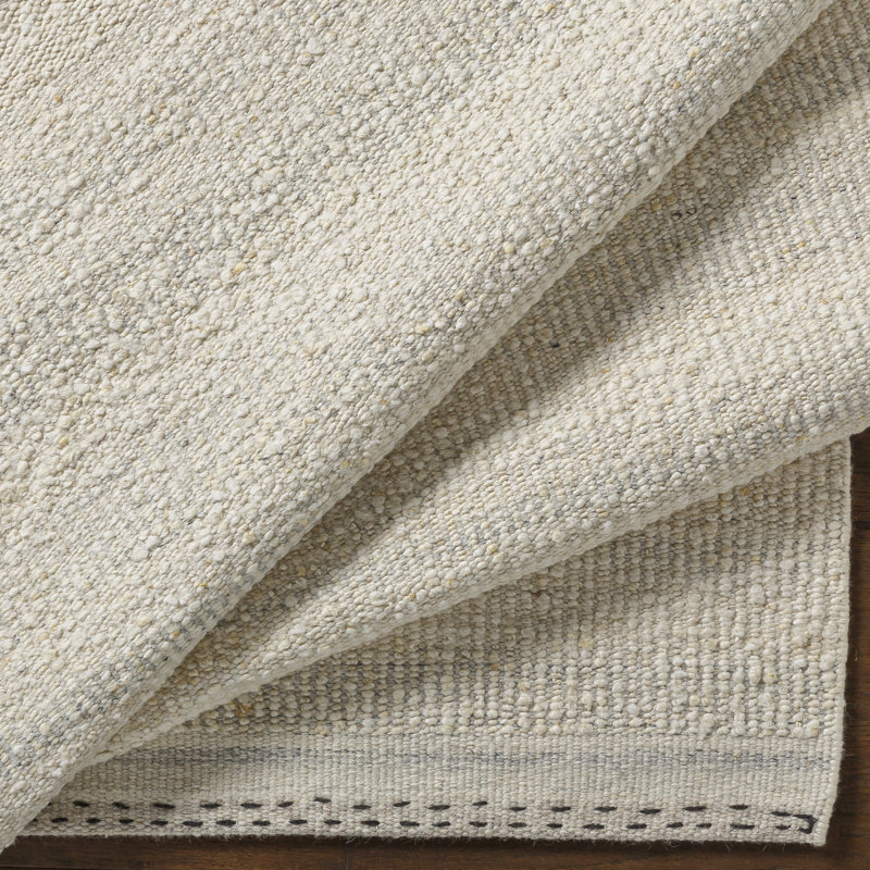 Tapis beige clair en laine tissé à la main Halifax, Rectangle 5 pi x 7 pi 6 po