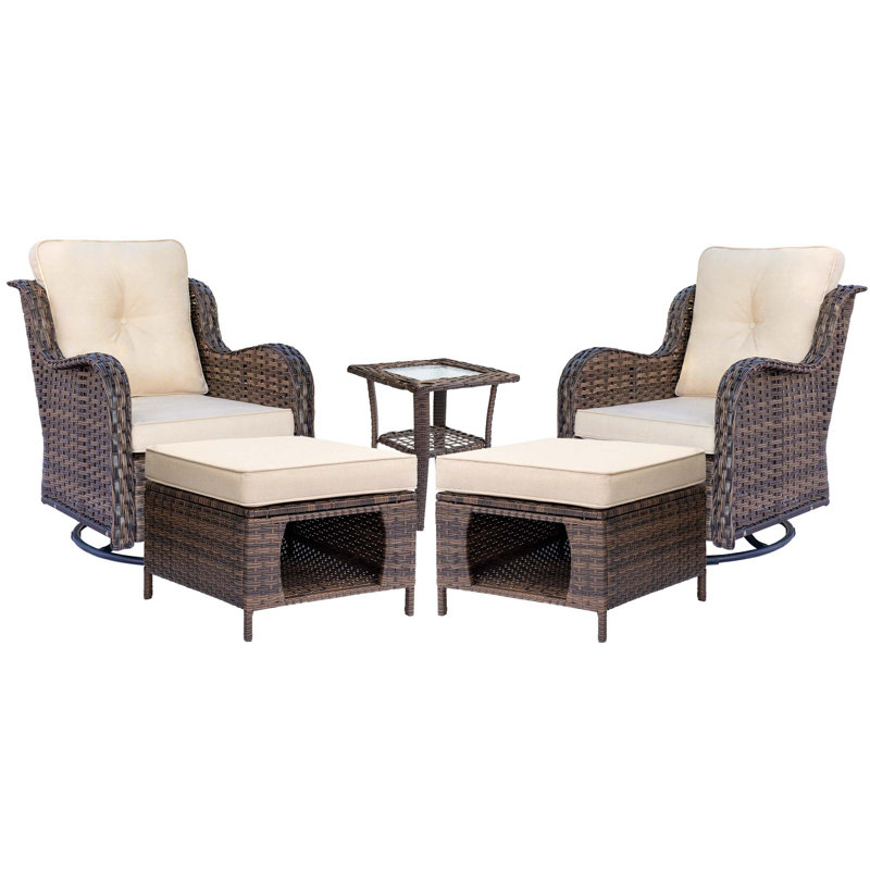 Seina 2 - Person Patio Conversation Set with Cushions, Beige, Brown