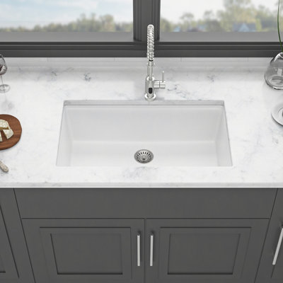 Évier de cuisine en quartz - Évier de cuisine encastré en granite 30 po x 19 po x 9,65 po