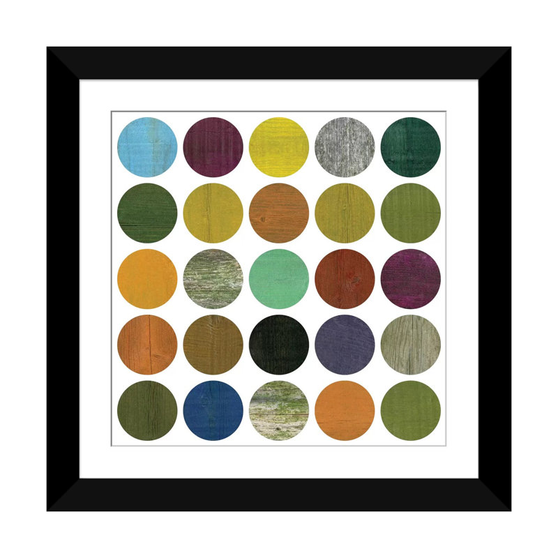 «Rustic Rounds 4.0», impression sur toile, Papier d'art encadré noir, Blanc, H 24 po x l 24 po x P 1 po