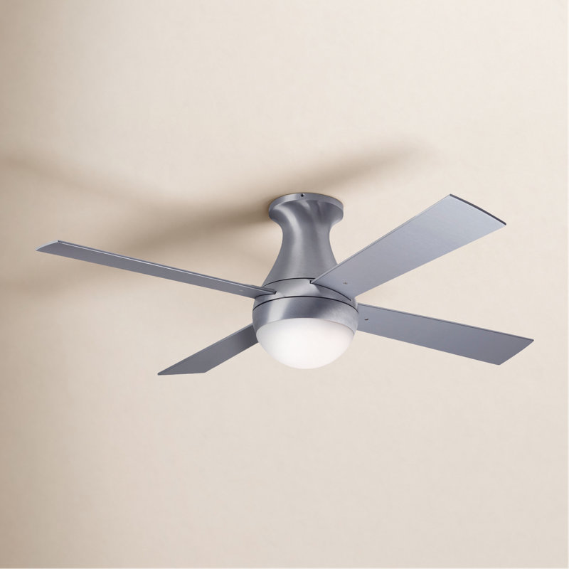 Ball 42'' Ceiling Fan with LED Lights, Brushed Aluminum, White, Fan Speed and Light Control (3-wire)