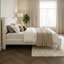 Lit plateforme tapissier blanc avec lit plateforme simple avec tête de lit ronde et pieds cylindriques robustes et silencieux, sans sommier tapissier-1423845049