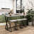 Long Dining Table Set with 3 Stools-1270958614