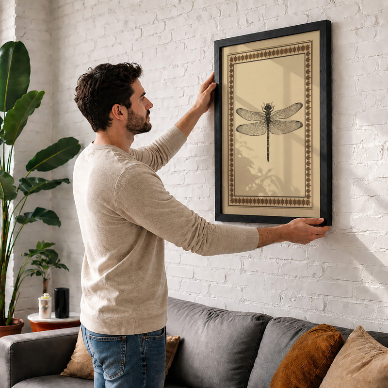 Dragonfly Study Vintage - Print, A3 - 42.0 x 29.7 cm, White
