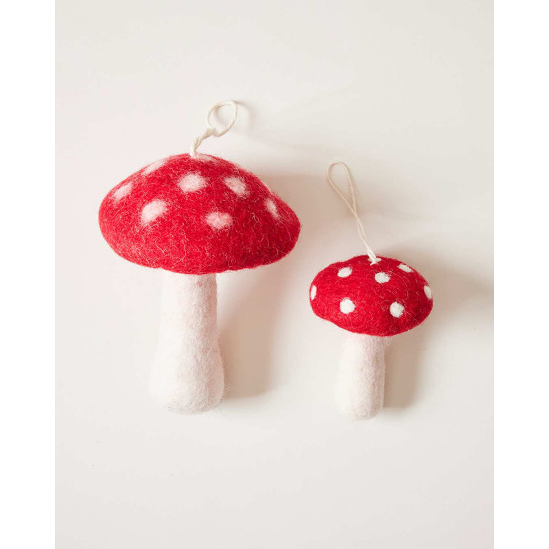 Nordic Felted Mushroom Ornament - Mini - Set of 6