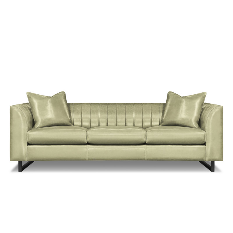 Remy Leather Sofa, Cobalt (Dreamer), Satin Brass