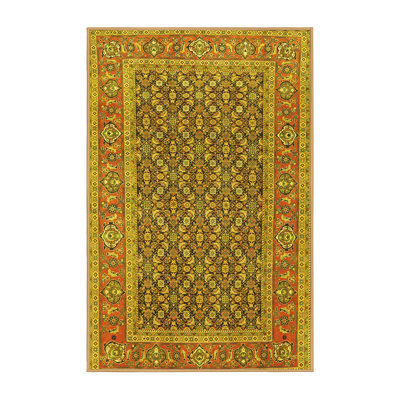 Tapis traditionnels jaunes lavables à la machine 1047