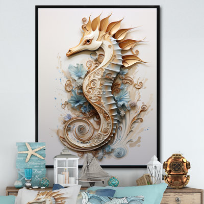 Hippocampe magique beige I sur toile