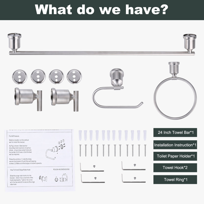 5 - Piece Bathroom Hardware Set, Brushed Nickel