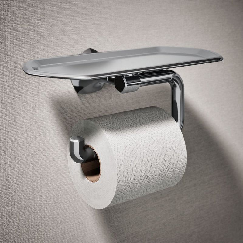 Occasion Toilet Paper Holder With Tray, Polished Chrome