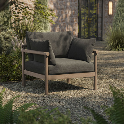 Fauteuil d'extérieur en bois de teck gris Eleni