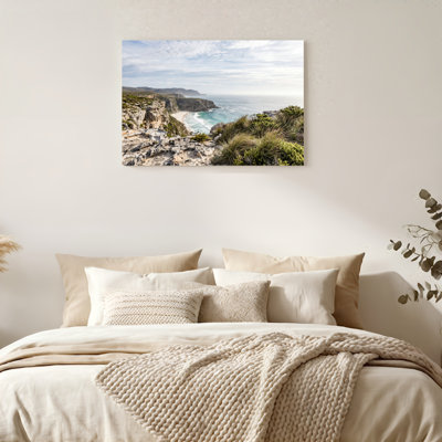 Natural Wood Framed,Canvas Wall Art for Living Room, Bedroom, Office or Entryway – Decorative Wall Decor with Coastal Landscape