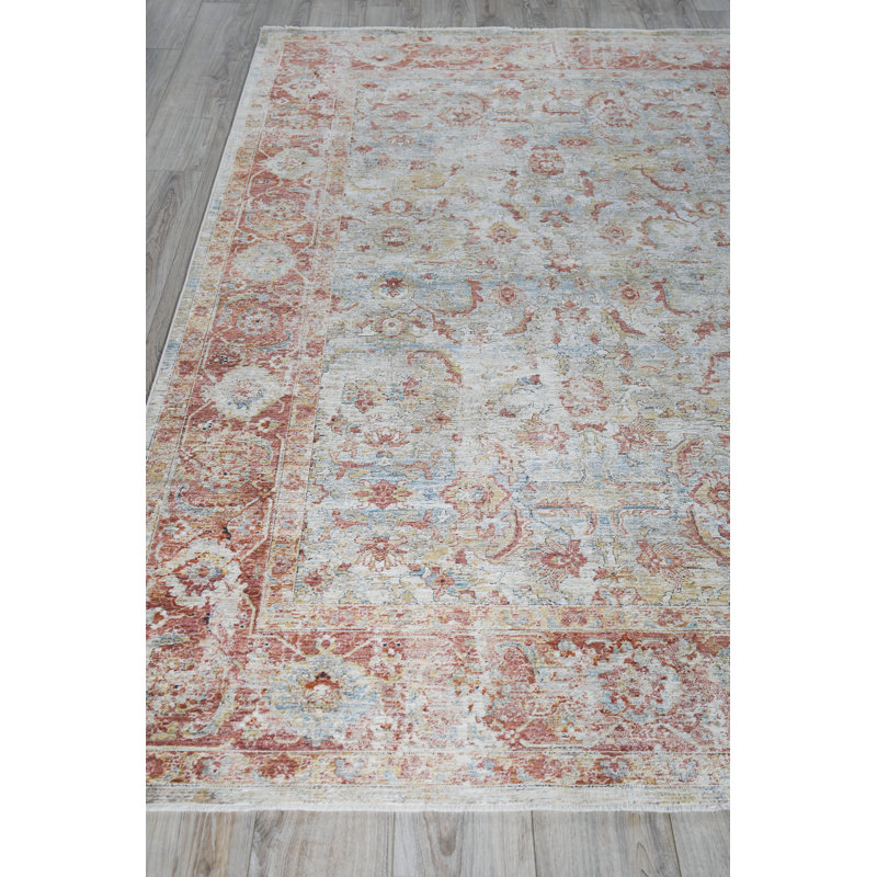 Antique Loom Blue/Rust Polyester powerloom Area Rug, Rectangle 12' x 15'