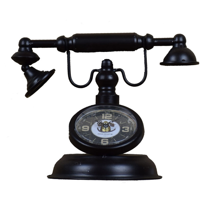 Traditional Analog Metal Tabletop Clock in Black