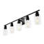 Luminaire de meuble-lavabo 5 lumières moderne noir - applique murale industrielle avec abat-jour en verre transparent pour éclairage sur miroir