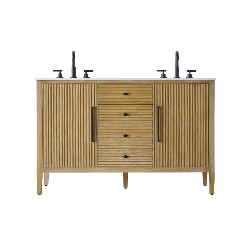 Meuble-lavabo double 54 po, Lin chêne
