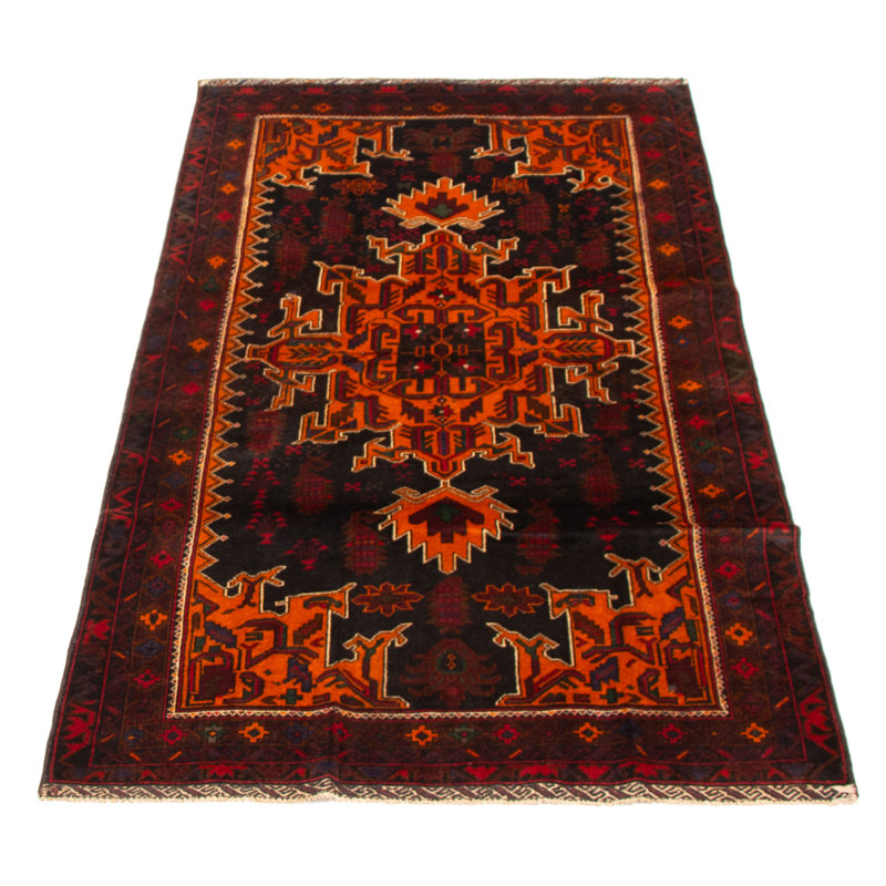 Tapis noir Teimani 3 pi 11 po x 7 pi 3 po