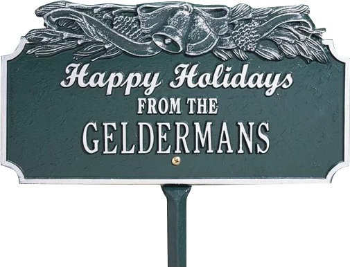 Happy Holidays with Bells Garden Stake, Yes, Green/Silver