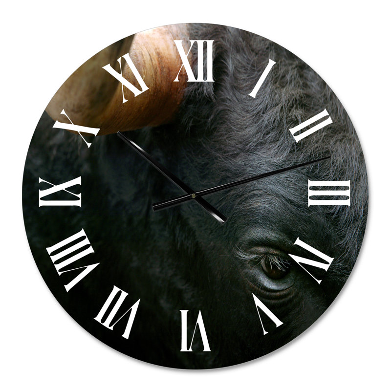 Fighting Bull Head, gros plan sur une horloge murale, Moyen