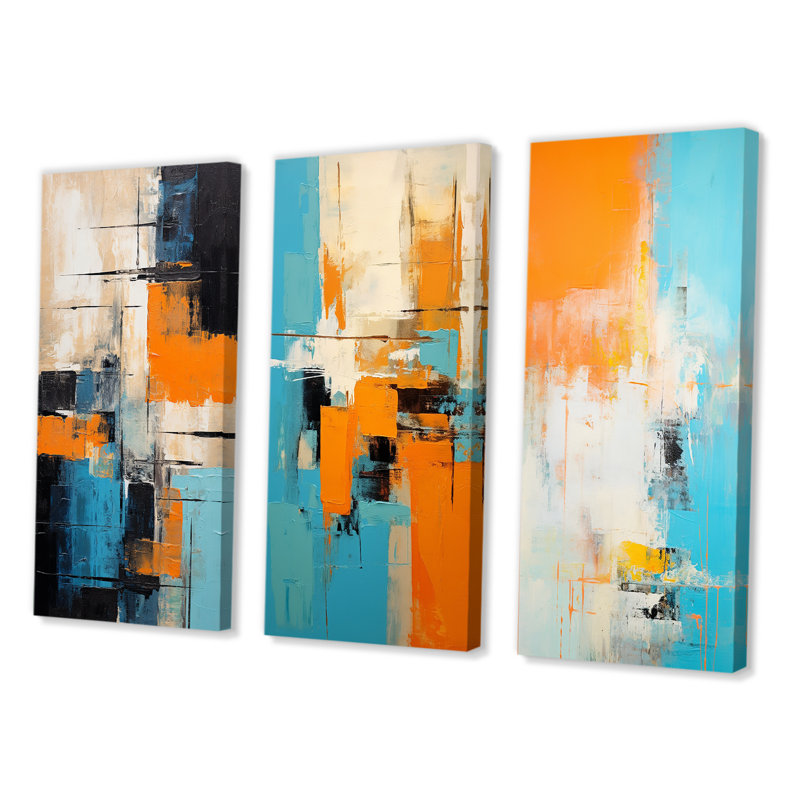 «Colorfields Deconstrstruction Minimal Abstract I», ensemble de 3 reproductions, H 28 po x l 36 po, Toile tendue