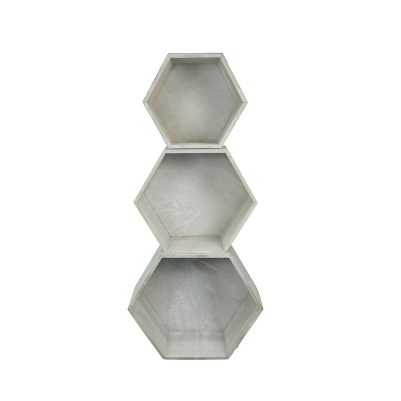 Ensemble de pots à fleurs hexagonaux 3 pièces Karyn, Blanc