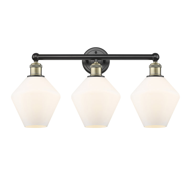 Amylea 3 - Light Dimmable Vanity Light, Cased Matte White, Black Antique Brass