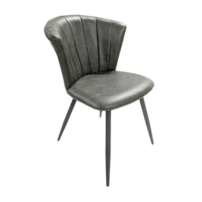 48 cm H Upholstered Faux Leather Dining Chair in Green