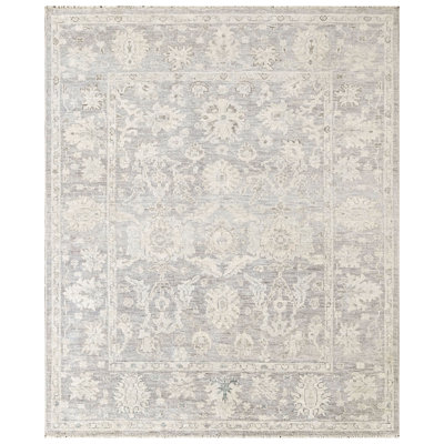 8'1''x9'11'' Hand Knotted Wool Gray Oushak Transitional Rug