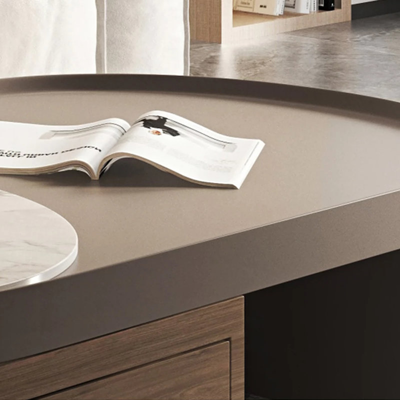 Table basse rétractable en bois, Brun, Gris