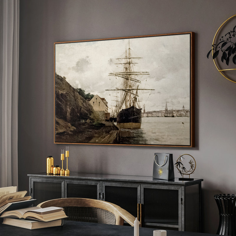 «Vintage Nautical Print-CLXI» sur, Noyer, H 25 po x l 37 po