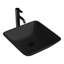 Lavabo de salle de bain en verre noir 16 po Lofeyo, lavabo vasque carré en verre trempé avec robinet et bonde escamotable, noir pur