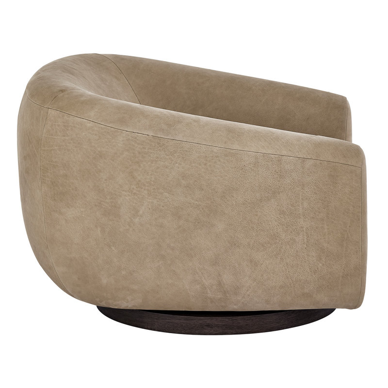 Fauteuil pivotant Fitz, Cuir fleur brun clair