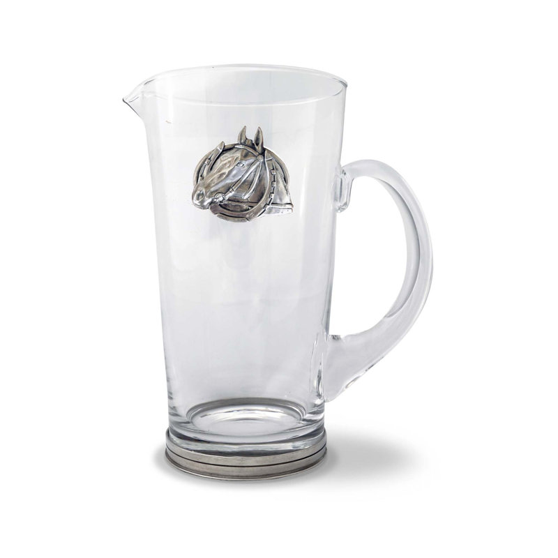 Equestrian 64 fl. oz. Glass and Pewter 1 - Piece Pitcher Set
